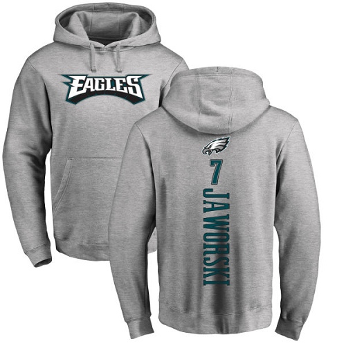 Men Philadelphia Eagles #7 Ron Jaworski Ash Backer NFL Pullover Hoodie Sweatshirts